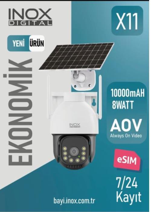 INOX X11 2MP 3.6mm 4G ESİM DESTEKLİ SOLAR KAMERA Ses algılama 20Mt 